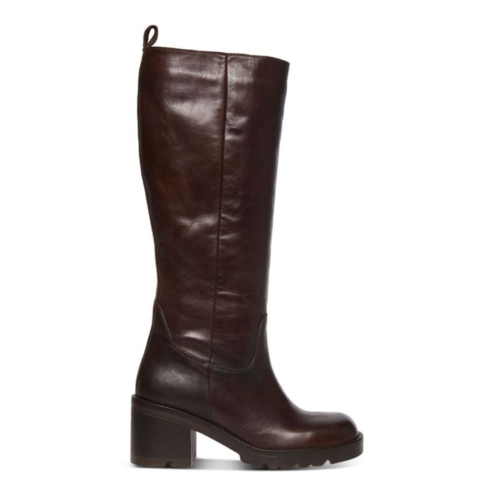 STEVE MADDEN Womens Brown Gyrate Square Toe Block Heel Leather Riding Boot 37 - Picture 3 of 4